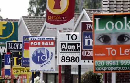 UK house prices fell by the most since at least 2001 in August as economic growth stagnated, and an end to the property slump is 