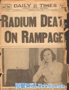 Chicago's Daily Times story from July 7, 1937 reports former Radium Dial worker Charlotte Purcell, who joined Catherine Wolfe Donahue in her lawsuit, 'lives in daily fear of end that is inevitable.' 