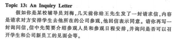 2012年6月英语四级预测作文：询问信
