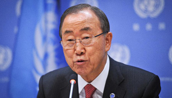 UN chief urges global action in 2015 against discord, disease, disruption